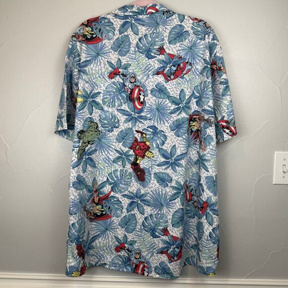 Marvel Aloha Shirt XXL Spiderman Hulk Iron Man Captain America Tropic - Picture 4 of 10